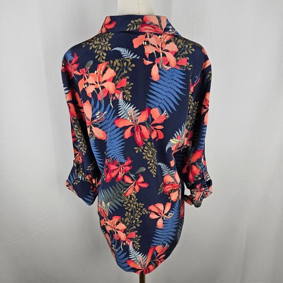Tommy Bahama Sacred Groves Silk Camp Shirt Sz. Medium Floral Blue Tropical - Picture 4 of 11